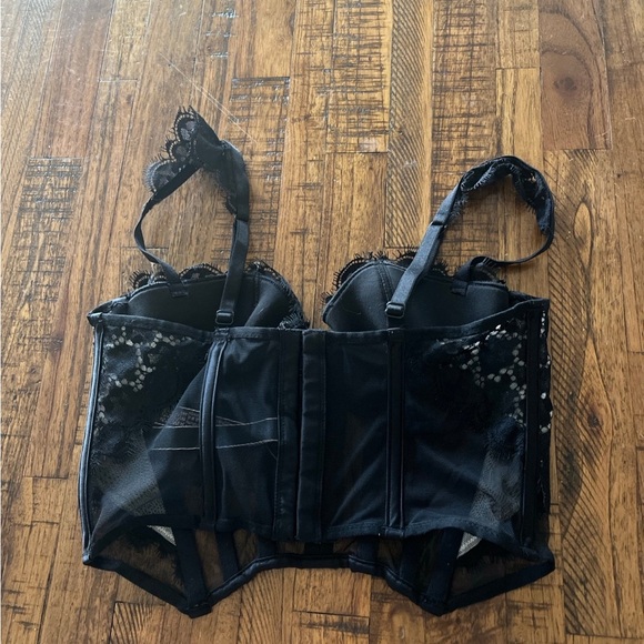 Victoria’s Secret 32C black sexy bra corset 1402 - Picture 3 of 5